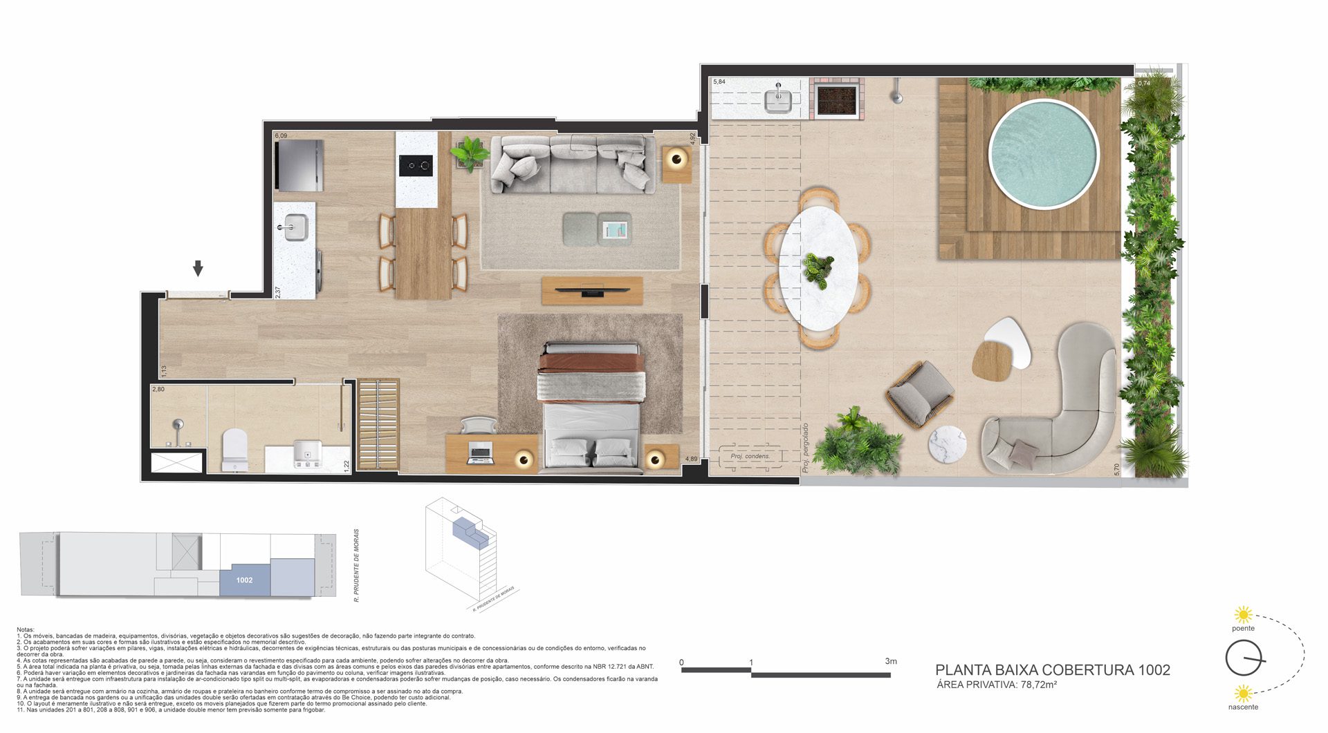 Be in Rio Prudente de Morais 589 Ipanema - Planta da Cobertura Studio 78m2