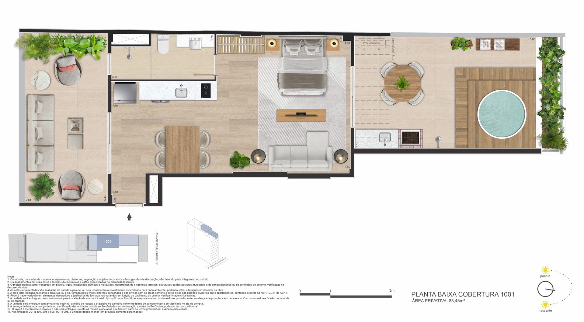 Be in Rio Prudente de Morais 589 Ipanema - Planta da Cobertura Studio 83m2