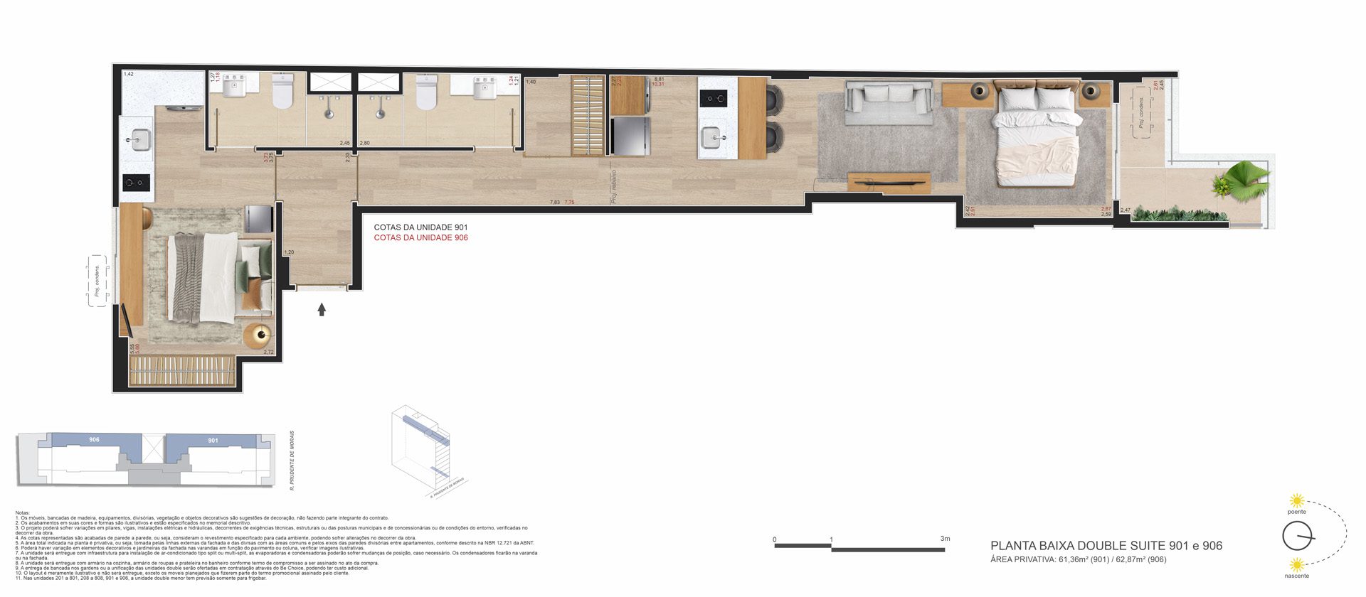 Be in Rio Prudente de Morais 589 Ipanema - Planta do Double Suíte 61m2