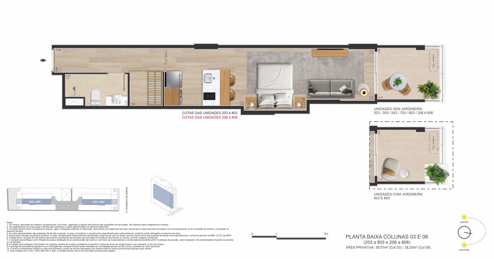 Be in Rio Prudente de Morais 589 Ipanema - Planta do Studio 38 m2