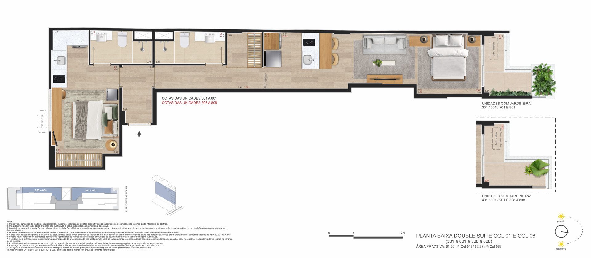 Be in Rio Prudente de Morais 589 Ipanema - Planta do Studio 61m2